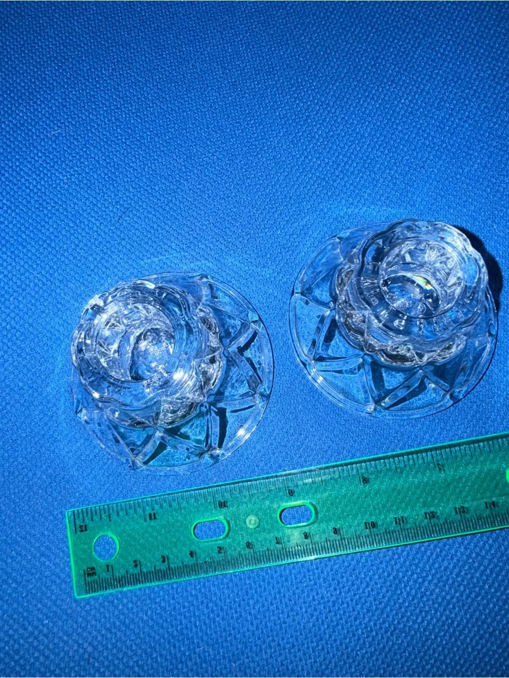Home Interiors Clear Glass Candle Holders - Pair reversible